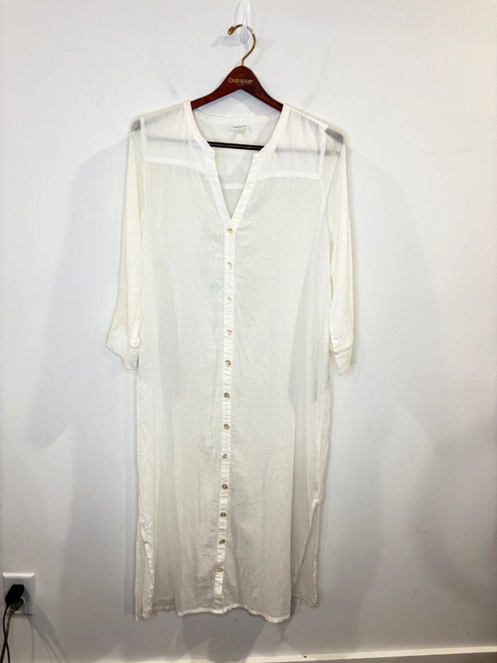 Garnet Hill Textured Gauze Beach Cover Up Sz 6 Ivory Resort Swim Organic Cotton